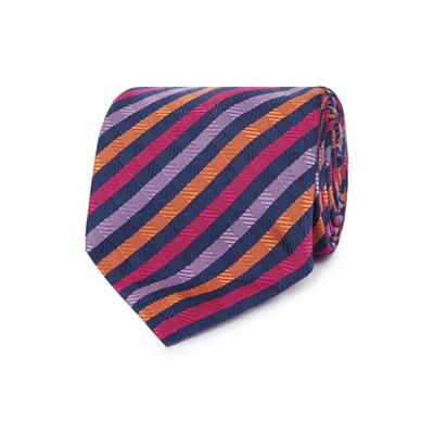 Pink striped regular tie
